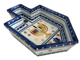 Scr-3 Rite Lite Ltd Scr-3/d - Dreidel Shaped Ceramic Chanukah Tidbit Tray 18k Gold Accents