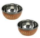 Rlp-tableware Rlm-tableware Bowl Royaltylane Set Of 2 Stainless Steel Copper Indian Dinner Bowls Dinnerware Accessories 0634173333858
