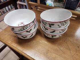 Royal Norfolk 195464358238 Christmas Holly Wreath Cereal/salad/serving Bowls Set Of 6
