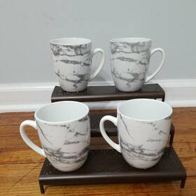 318537-2203 Royal Norfolk Marble Design Mugs Cups Set Of 4 Granite Like Malacasa