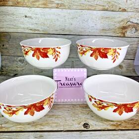 Rnf132 Royal Norfolk Colorful Autumn Leaves Stoneware Soup Cereal Bowls Set Of 4
