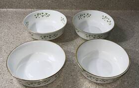 G384 Royal Tara Trellis Shamrock Ribbed Fluted - 4 Fruit Dessert Cereal Bowls