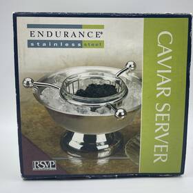 Rsvp 053796103332 Endurance Stainless Steel Caviar Server With Glass Inner Bowl- Light Use
