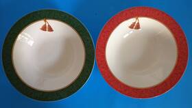 Sakura 027826352663 Hallmark Holiday Abundance Serving Bowl 10.75 Inch Tassel Green And Red Set Of Two