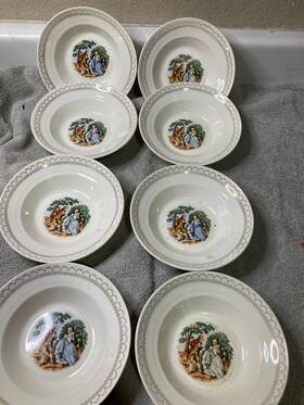Slm97 Salem China 8 Large Dessert Bowls #slm97 Vintage 23 Karat Gold Free Ship