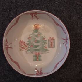 3321 Sango Home For Christmas 1989 Korea Gold Mark #3321 Round Serving Bowl 9 Inch