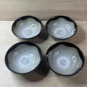 4508 Sango Prelude Black Bowls Set Of 4 Soup Cereal Pasta 7 3/4 Inch China