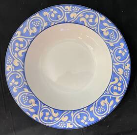 4859 Sango Misono Belvedere Blue With Scroll And Dots Vintage Soup Bowl 9 Inch