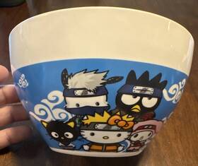 Sanrio Vr9jd1nsc-mz-0422 2002 Naruto Shippuden X Hello Kitty And Friends Ceramic Ramen Bowl Blue White
