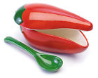 Swsb-3 Set Shap Pepper Salsa Progressive Serving Bowl Ceramic Red 3pc