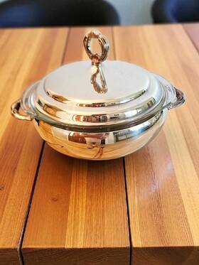 1122 Sheffield Vintage 3 Pcs Sheffields Silver Plated Casserole With Lid And Pyrex Insert