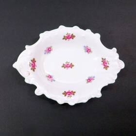 13426 Shelley Rosebud Bone China Green Rim Sweet Meat Dish Vtg England Rare