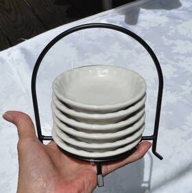 Signature 020211320940 Dipping Bowls And Caddy Home Grown Butter Pat Buffet Table Display Cater