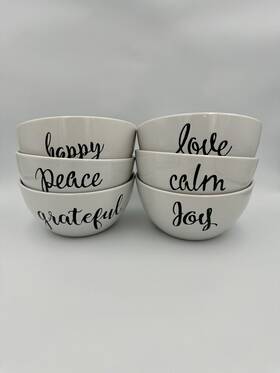 Signature Housewares 020211074690 Bowls 26 Oz Set 6 With Inspirational Words
