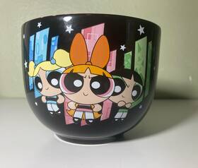 Silver Buffalo 840298900381 The Powerpuff Girls Mug Cup Ramen Bowl 20 Oz Black Pink With Chopsticks Set New