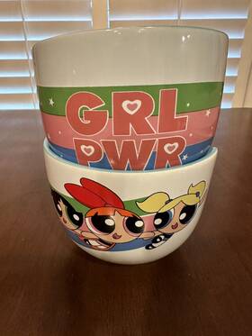 Silver Buffalo 840298926701 Powerpuff Girls Grl Pwr Ramen Noodle Bowl Set Of 2 20oz Cartoon Network