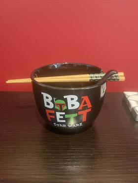 Sw1627kd Silver Buffalo Star Wars Boba Fett Ceramic Ramen Bowl With Chopsticks Set And Spoon 20 Oz Disney
