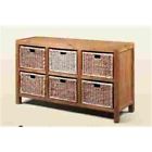 37754 Six Wooden Hanna Baskets Compartments Brown Finish Woodland