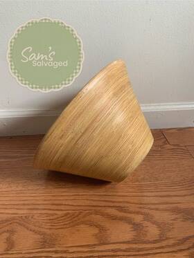 Sixtrees V29n-12 Bamboo Wood Serving Bowl Smooth Finish Beige Round Solid