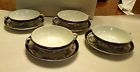 Meakin-2 Soup Alfred Roi-set De Saucers-bleu Bowls Handled