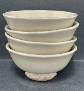 43654 Southern Living Willow House Set Of 4 Villa Stoneware Bowls Embossed Beaded Edge