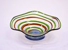 Spiral-15.5 Diameter " Glass Bowl-green Art Recycled Amber Handmade