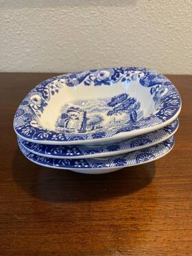 1400872 Spode Blue Italian Collection Porcelain Dipping Dishes Set Of 3 5 Inch White