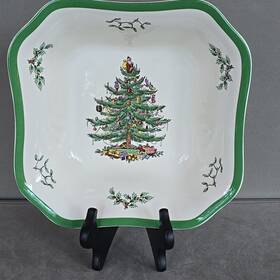 1556508 Spode Christmas Tree Porcelain 10 Inch Large Square Serving Bowl