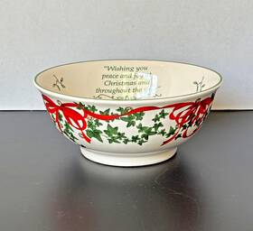 3324-a7 Spode Revere Candy Bowl 2007 Christmas Tree 6 Inch Annual Holiday Wishes Ribbons Ivy