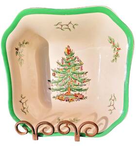 4300915 Spode Christmas Tree Square Salad Bowl 9.5 Inch Ceramic