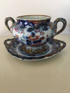 Spode 749151538474 Blue Italian Porcelain Footed Serving Bowl 4.75 Inch - White Nib