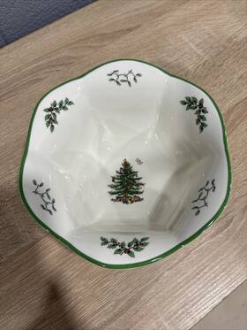 Spode 749151556492 Christmas Tree Hexagonal Nut Bowl 7 Inch In Box