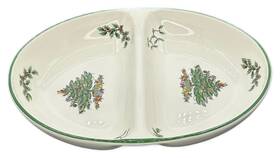 S3334 Spode Christmas Tree Oval Divided Server Dish Oven To Table England