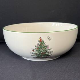 Xr8421-xp Spode Christmas Tree 8 Round Medium Serving Bowl Green Rim Holiday Festive