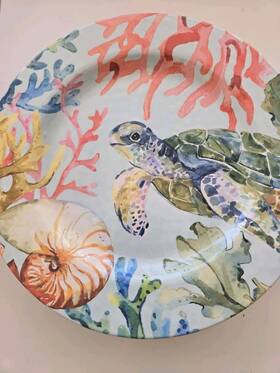 Shop7 Spring Shop The Shop- Sea Turtle Coastal Nautical Beach Plates- Set Of 6