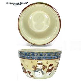 08ff0608 St. Nicholas Square Forest Friends 4 Quart Large 9.5 Inch Mixing Serving Bowl Snowman