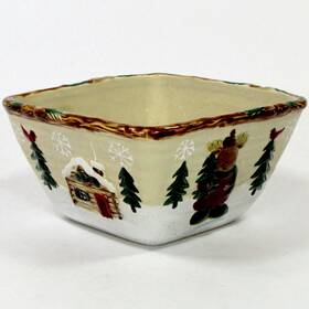 09hl0817 St. Nicholas Square Heartland 20oz Soup 5.75 Inch Bowl Moose Bear Cabin Tree Bird
