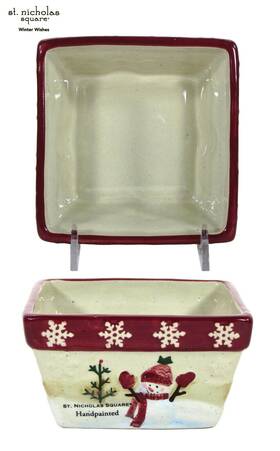 10sp0904 St. Nicholas Square Winter Wishes 4 Inch Dessert Fruit 10oz Bowl Snowman