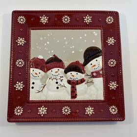 St. Nicholas Square 11ww1001 Sqaure Warm Wishes 11 Inch Snowman Dinner Plate Raised Decoration