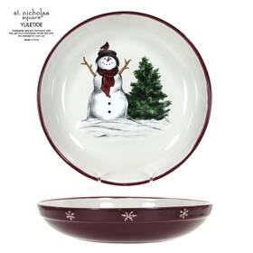14sttahc02 St. Nicholas Square Yuletide 24oz 9 Inch Soup Pasta Bowl Snowman Pine Tree Cardinal