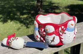 St. Nicholas Square 400877314178 Vtg Peppermint Lane Dip Mix Set Bowl And Spreader Christmas