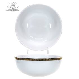 St. Nicholas Square Dh1009 St. Laurel Gold 20oz Soup 6 Inch Bowl White Christmas 18k Trim