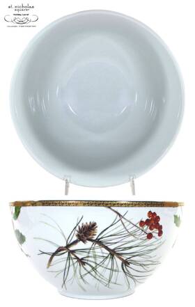 Dh1018a St. Nicholas Square Holiday Laurel 9.5 Inch Serving 3 Quart Bowl Holly Berry 18k Gold