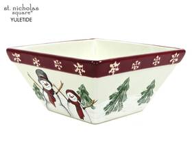 Hsst441107ys St. Nicholas Square Yuletide 6 Inch Soup Cereal 24oz Bowl Snowman Pine Trees