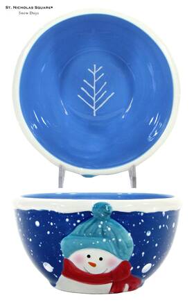 Sf0803b St. Nicholas Square Snow Days 28oz Soup Cereal 6.25 Inch Bowl Snowman Blue Hat