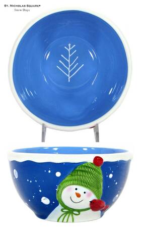 Sf0803c St. Nicholas Square Snow Days 28oz Soup Cereal 6.25 Inch Bowl Snowman Green Hat