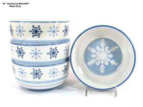 Wf0632c St. Nicholas Square Winter Frost 24oz Soup 6 Inch Bowl Set Blue Snowflakes On White