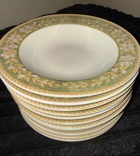Studio Nova Hg-250 Windsor Vine Green Hg 250 Ceramic Soup Bowls 8 Inch Floral Pattern