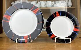 L9229 Studio Nova Fine China Jazz Black Design Larry Lasso Set Of 7