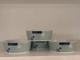 Studio Nova Lm215 Color Chip Blue Bowls Set/4 5.75 Inch Geometric 80s Memphis Style